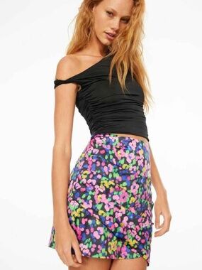 Dynamite Zoe Floral Ruffle Mini Skirt